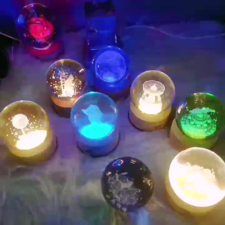 3D Laser Engraved Glowing Crystal Ball Glass