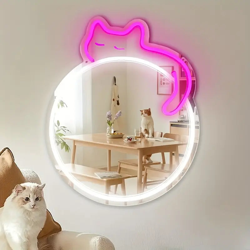 Round Cat Makeup Mirror