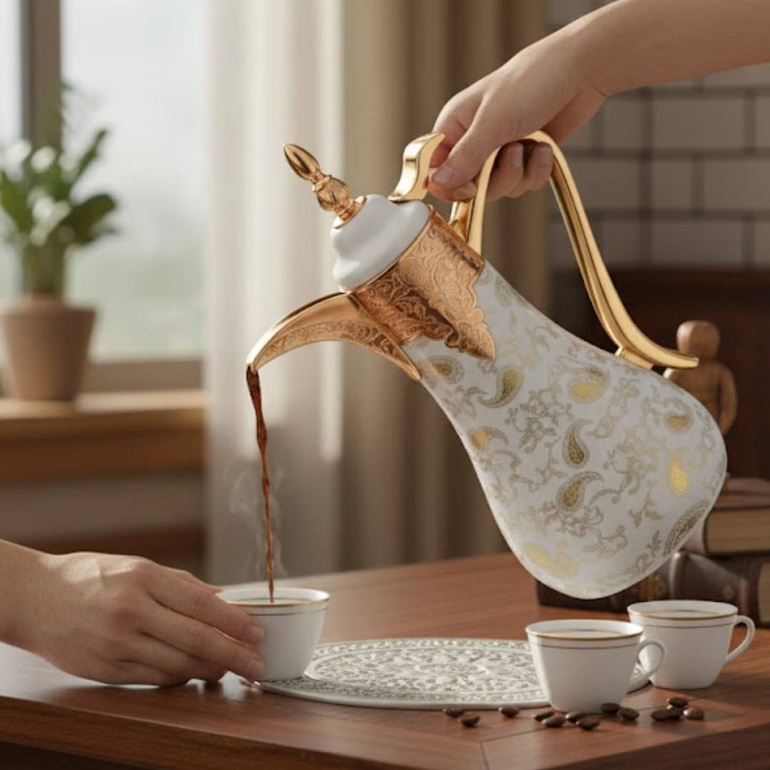1.0L Vacuum Flask Jug CAC - Matt Pearl White Gold Flower