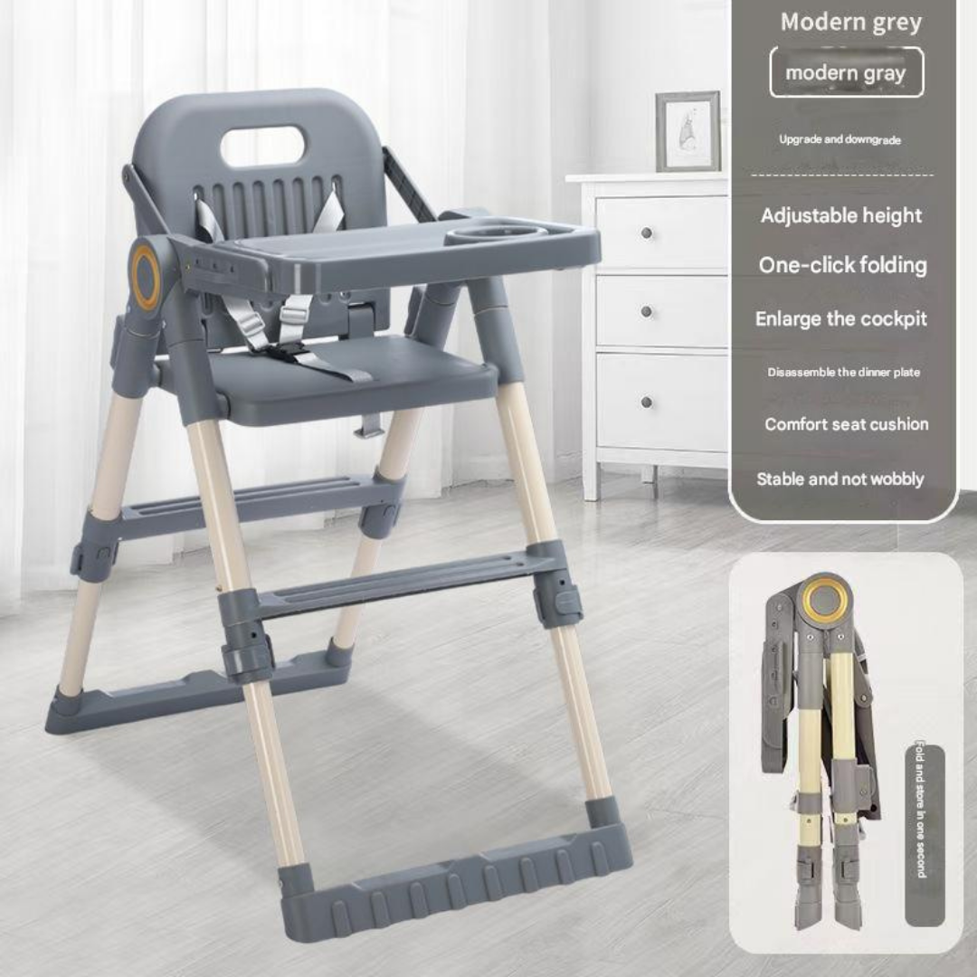Folding dining chair with height adjustment