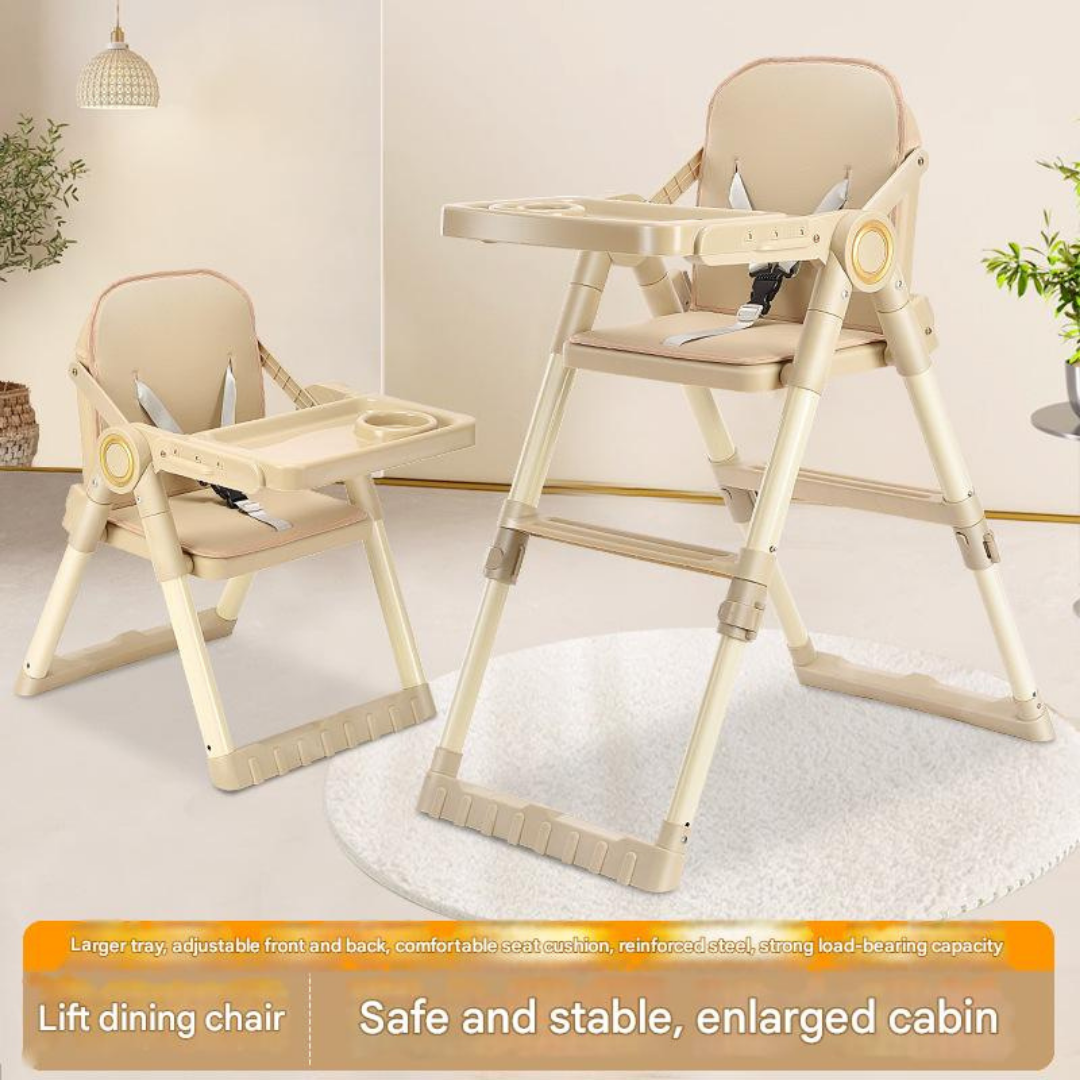 Folding dining chair with height adjustment