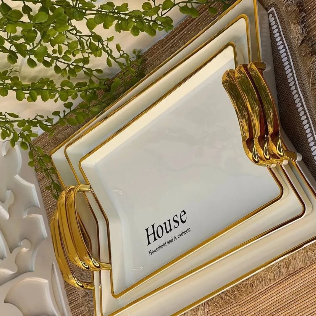 Hexagonal Serving Tray with Holder