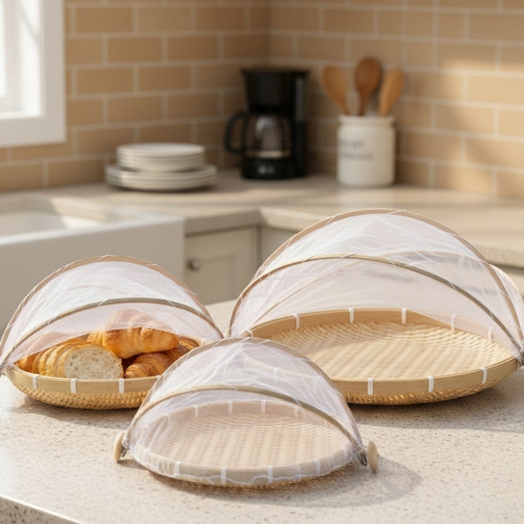 Handmade Bamboo Round Basket 3 pcs Set