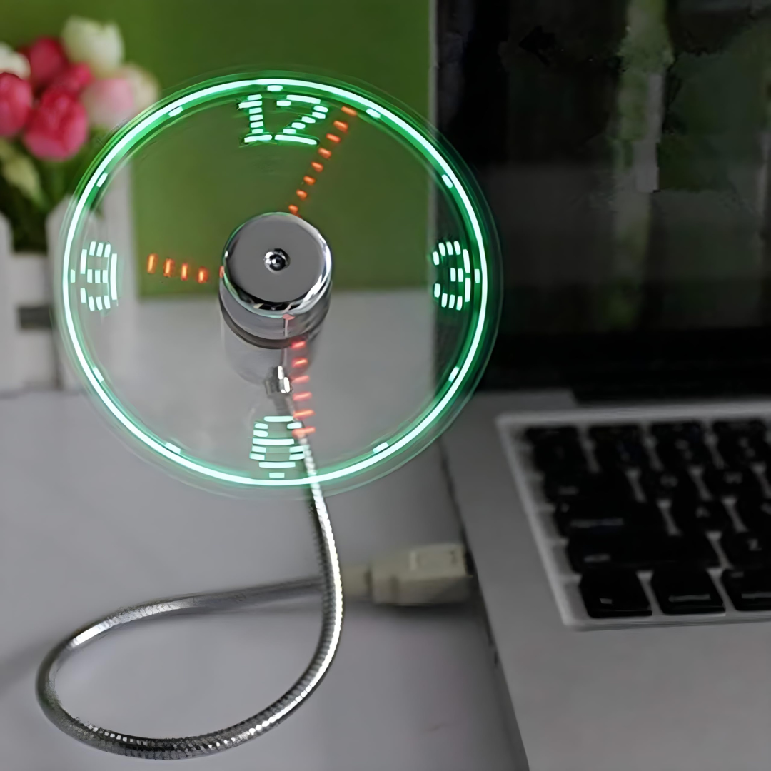 Mini USB Led Clock Fan
