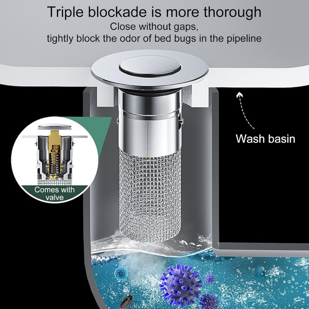 Pop-Up Sink Drain with Filter