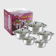5-Piece Stainless Steel Soup Pot Set