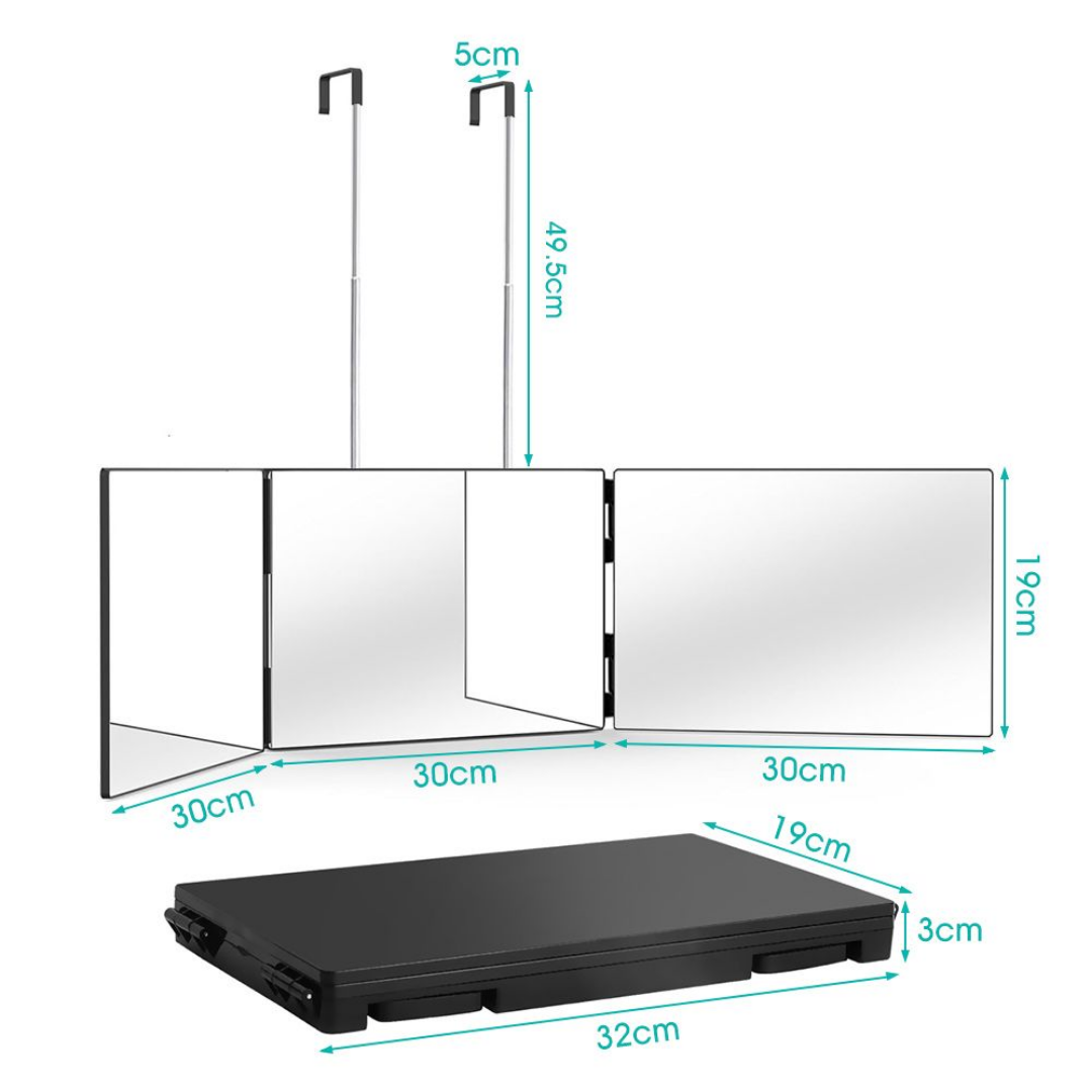 Tri-Fold Men's Hair Clipper Mirror With Light