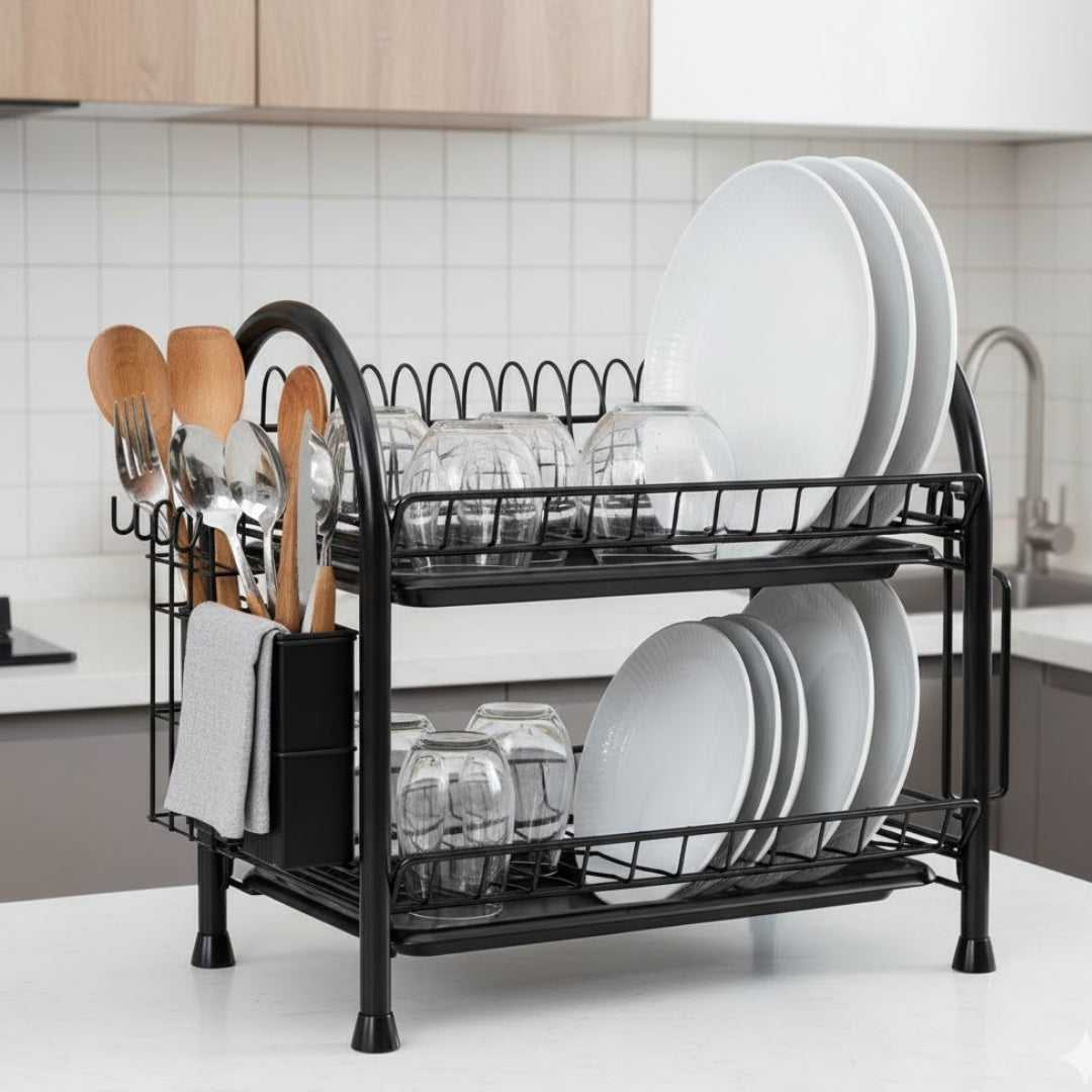 2-Tier Floor Drainer Dish Rack