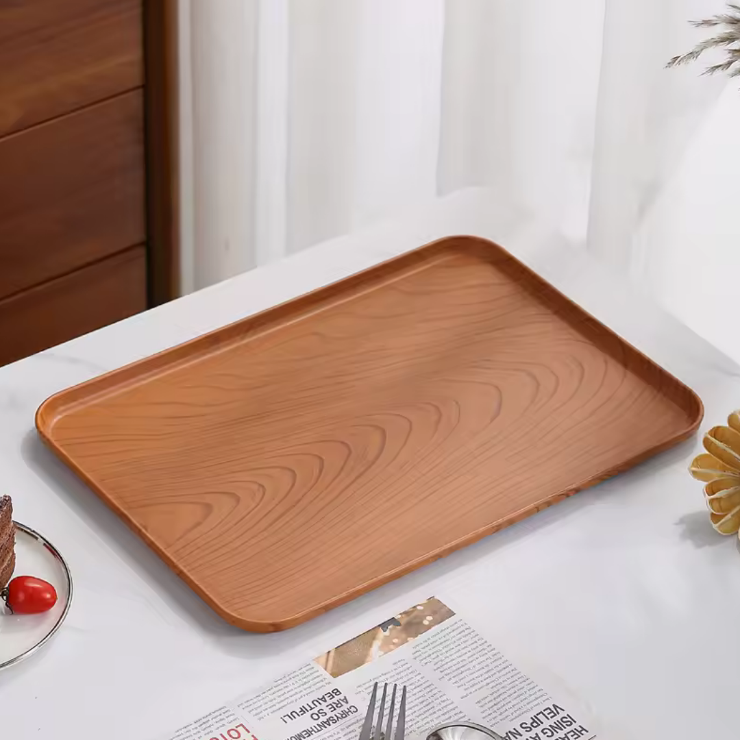 Wheat Plastic Rectangular Tray Large