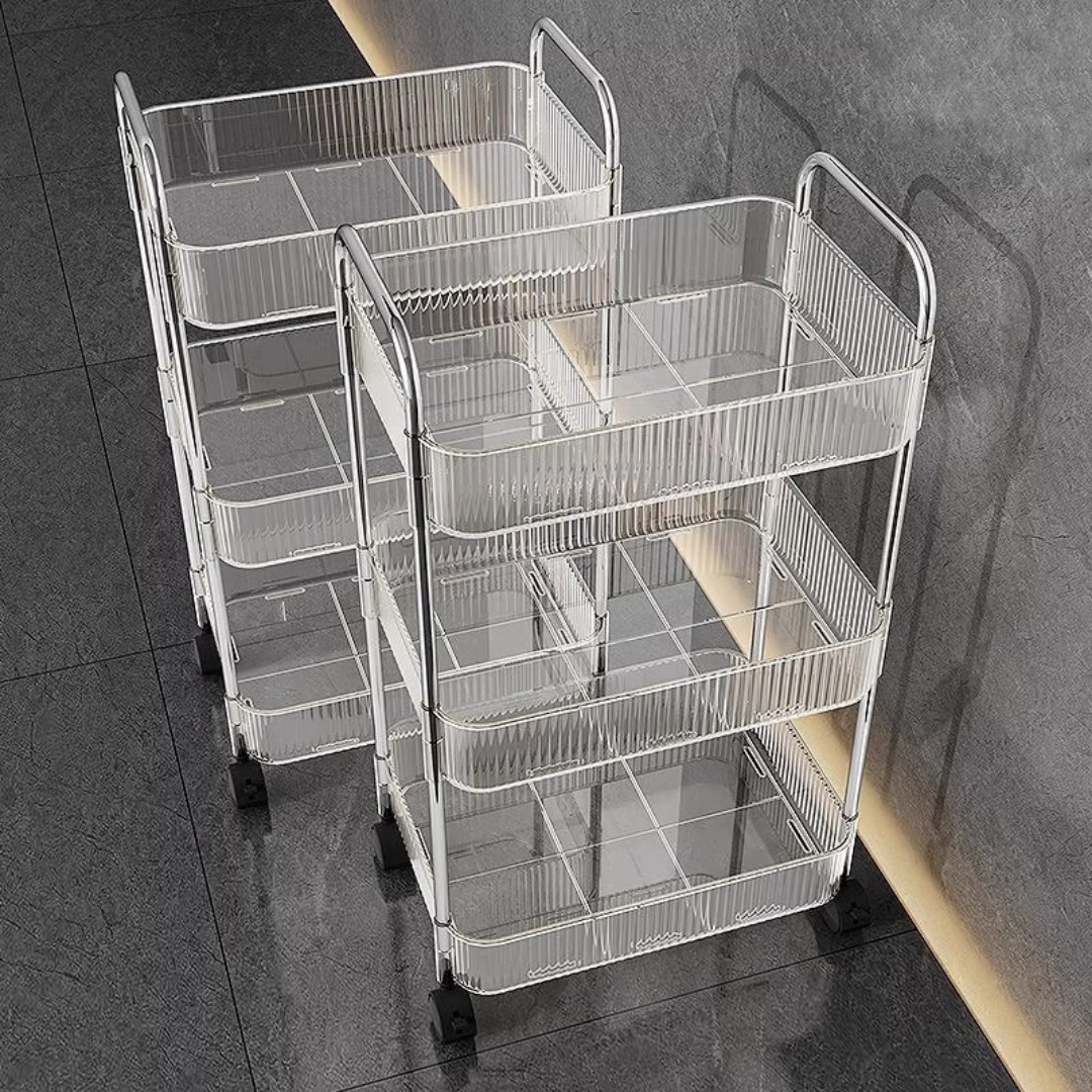 3 Tier Clear Rolling Cart