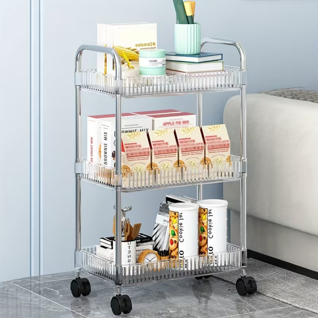 3 Tier Clear Rolling Cart