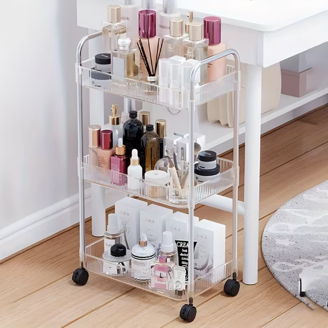 3 Tier Clear Rolling Cart