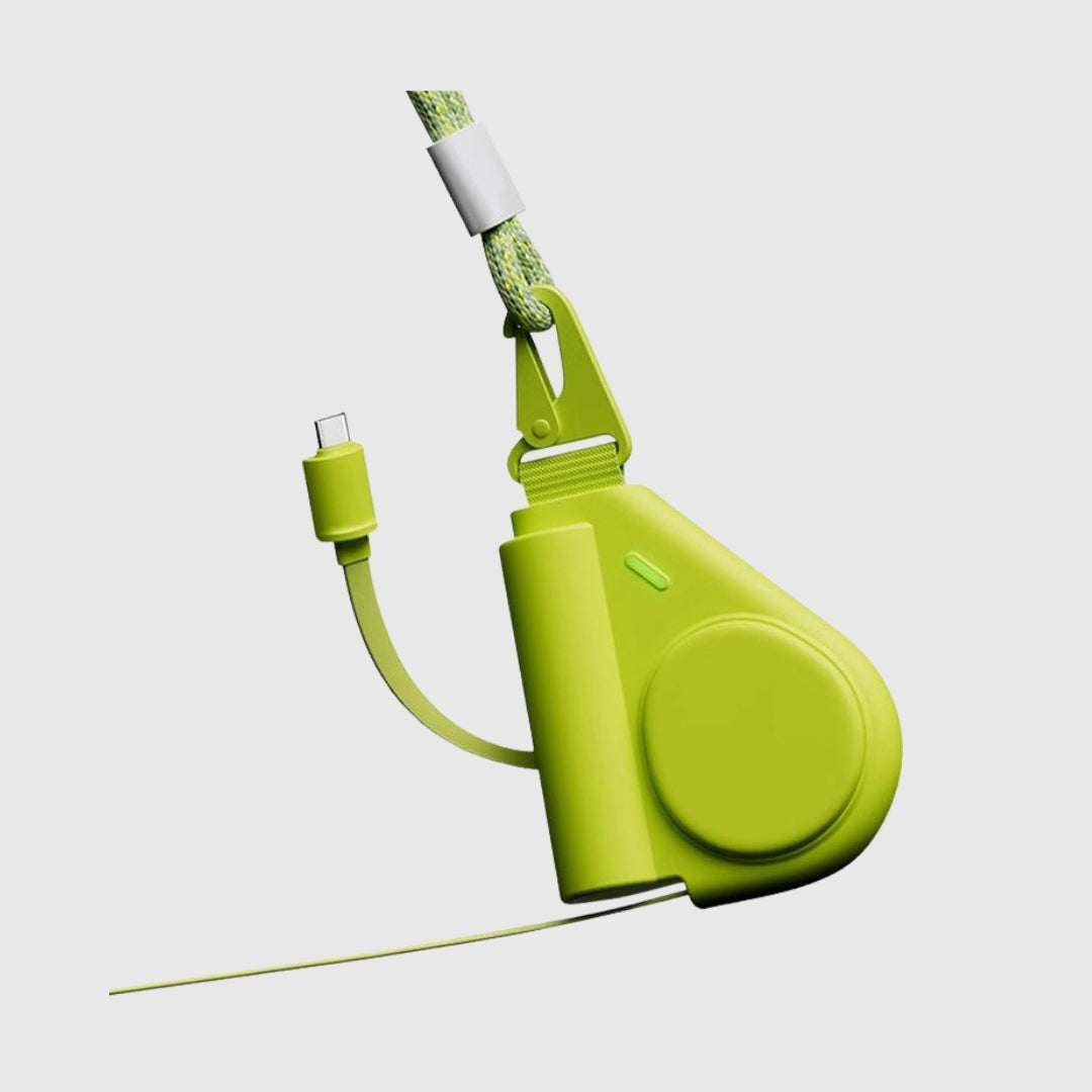 5000mAh high-capacity wearable power bank with built-in cable