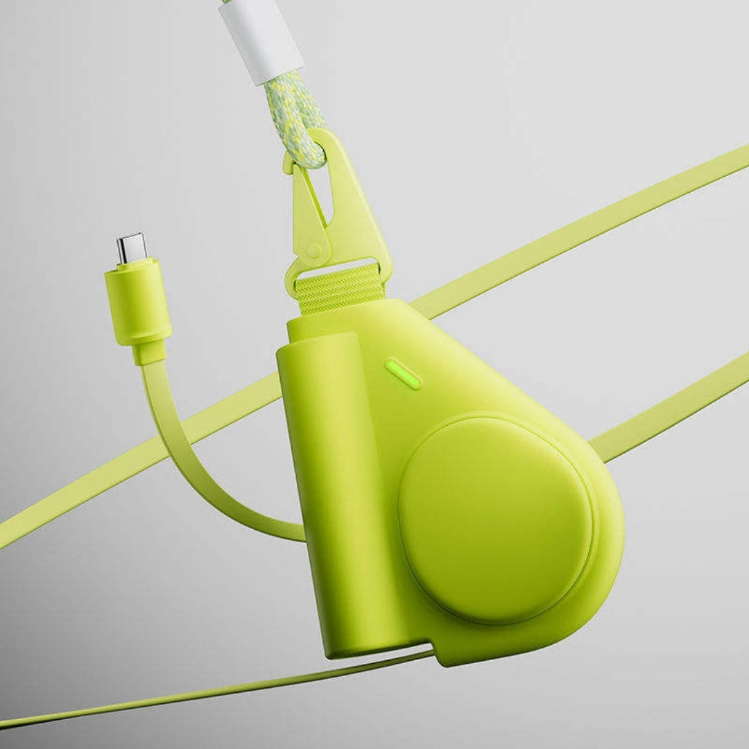 5000mAh high-capacity wearable power bank with built-in cable