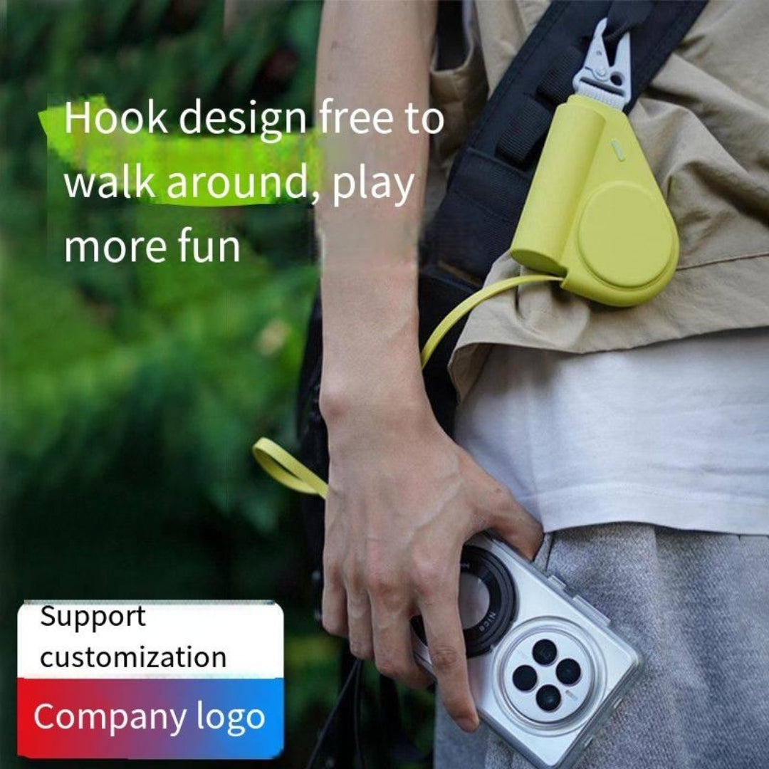 5000mAh high-capacity wearable power bank with built-in cable