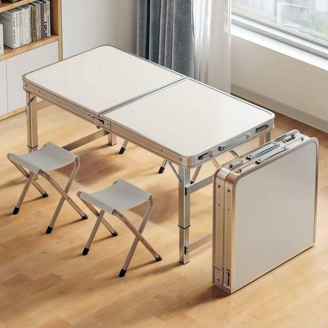 Outdoor folding table [square tube 120*60*70] with 4 cloth stools