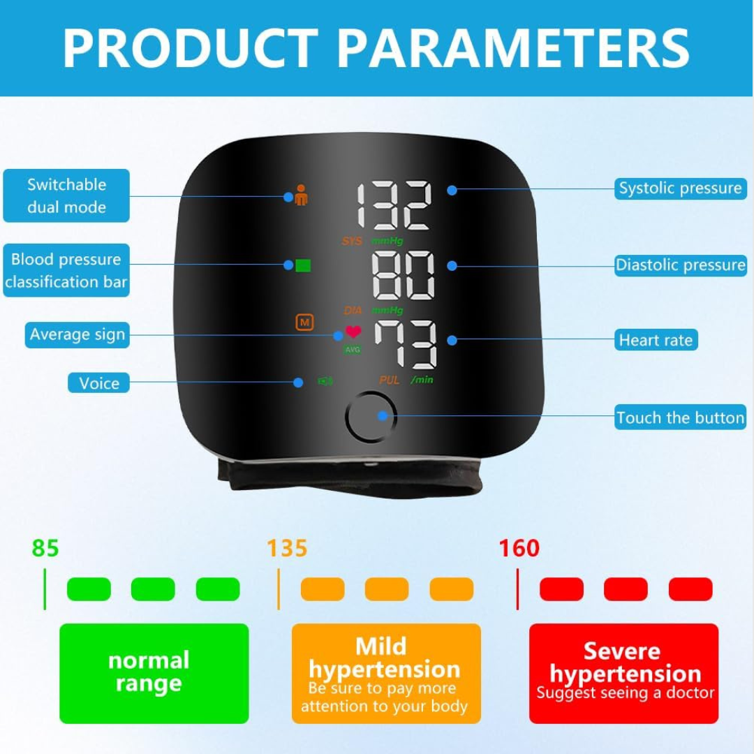Wrist Blood Pressure Monitor With Led Display