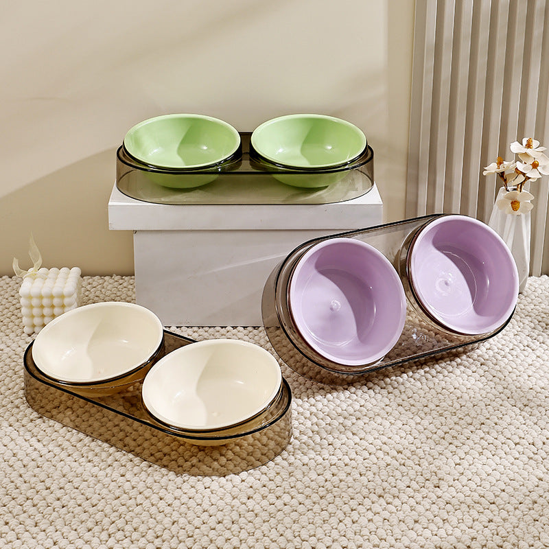 Cat Double Bowl Plastic Candy Color