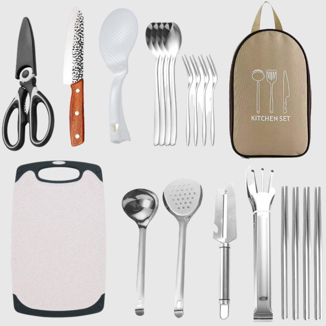 12 Piece Set Outdoor Cookware Storage Bag