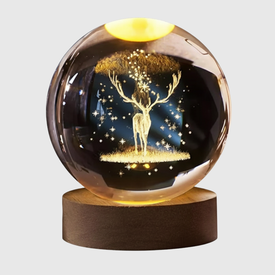3D Laser-Engraved Crystal Ball Night Light - 8cm