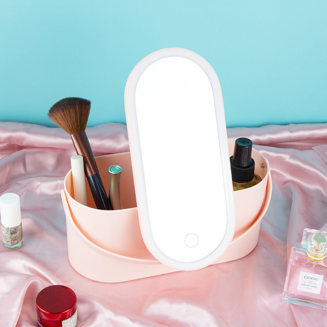 Cosmetic Organizer with Mirror & Light