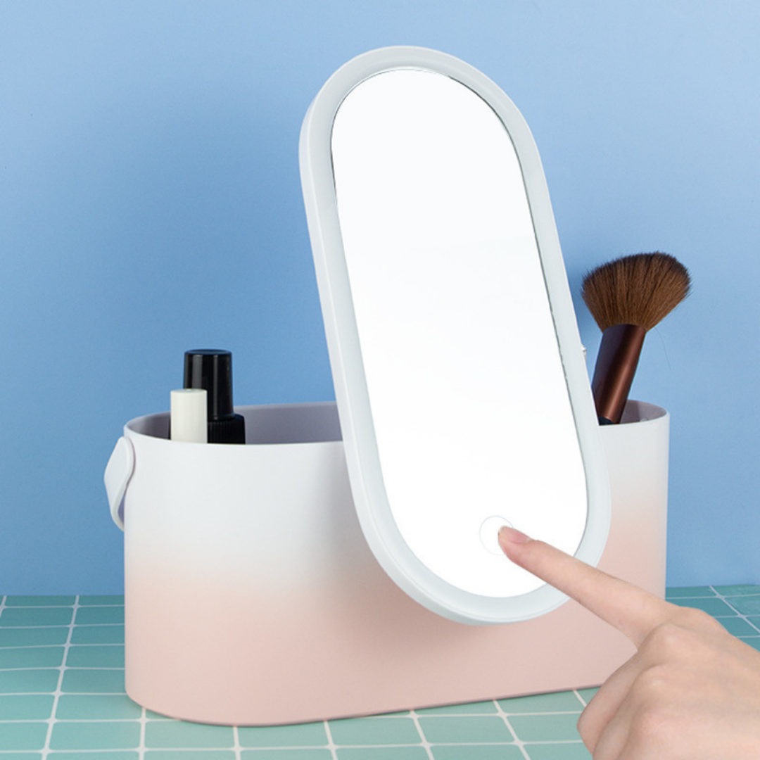 Cosmetic Organizer with Mirror & Light