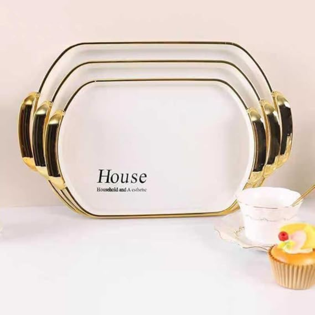 Oval Serving Tray with Holder