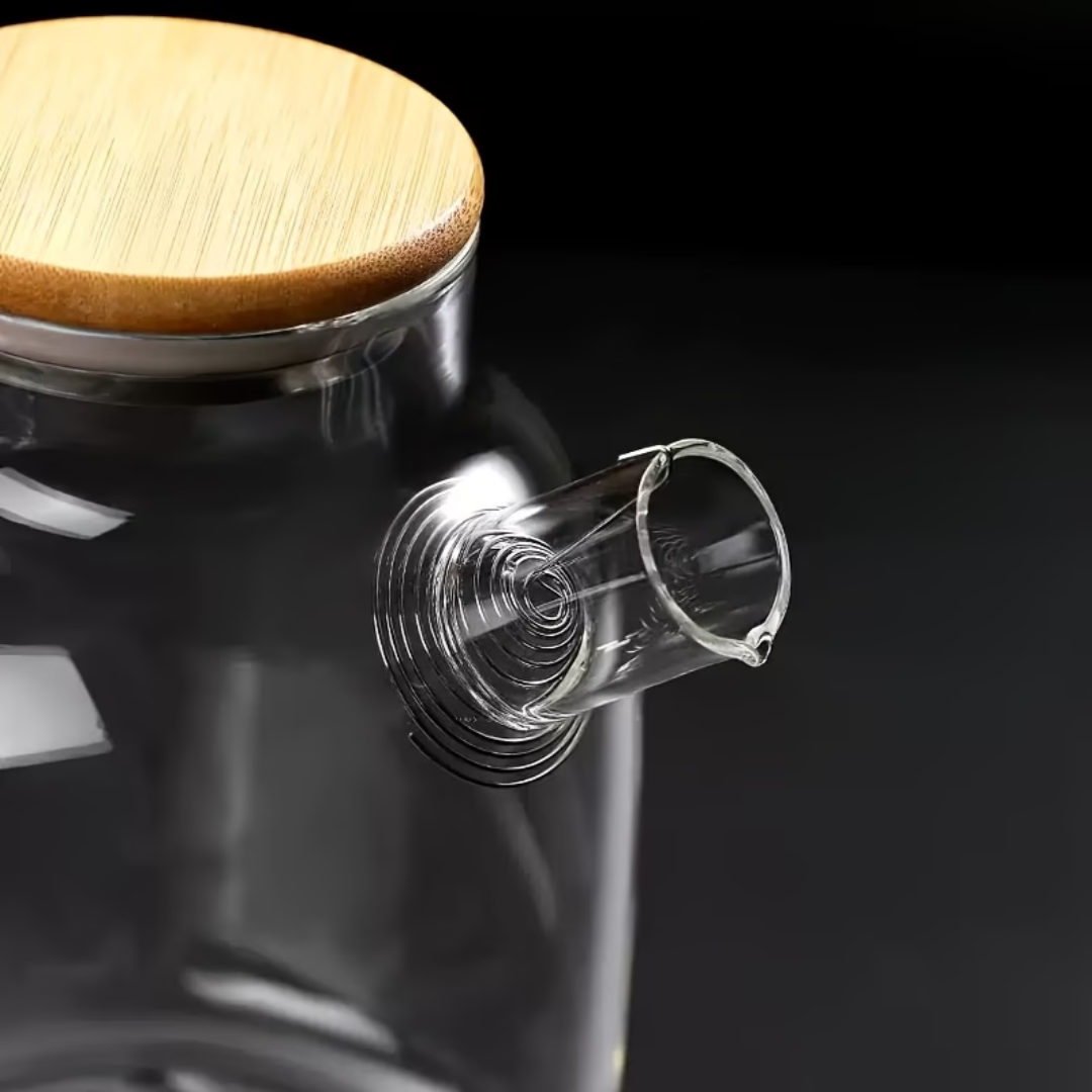 Glass Cold Water Kettle With Bamboo Lid