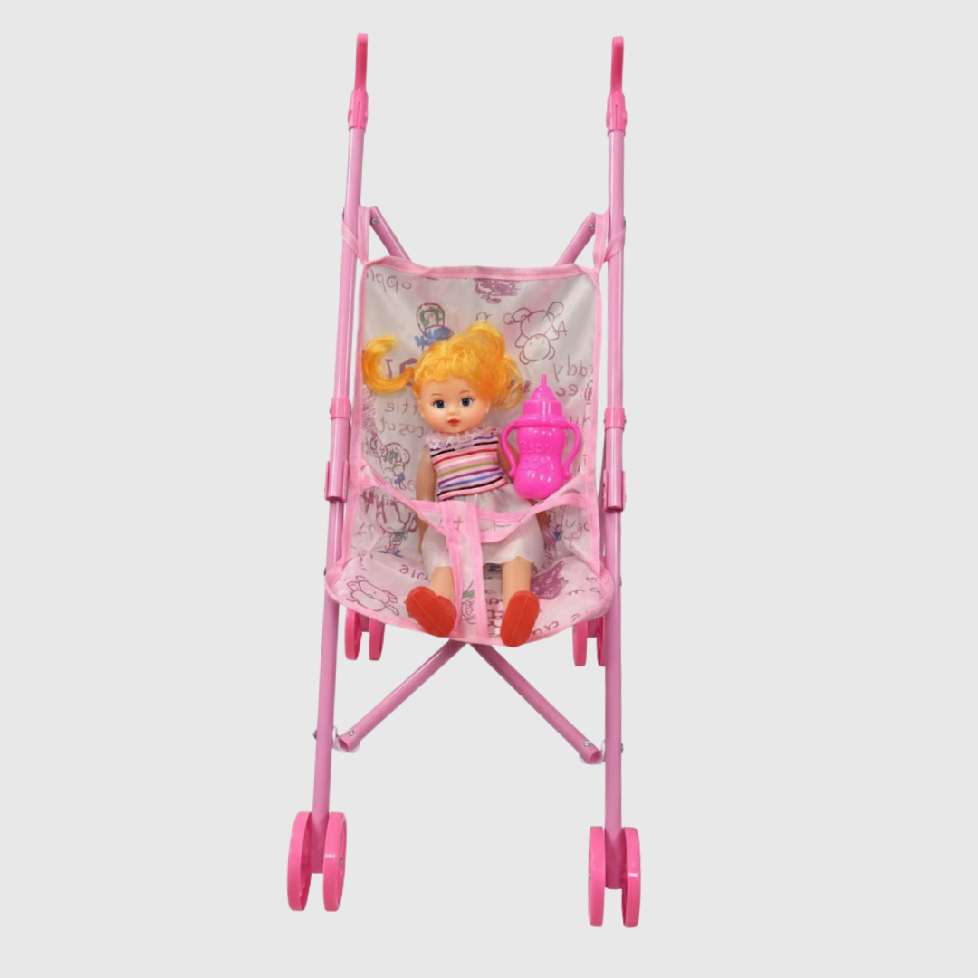 8 Inch Hollow Doll and Baby Bottle Stroller