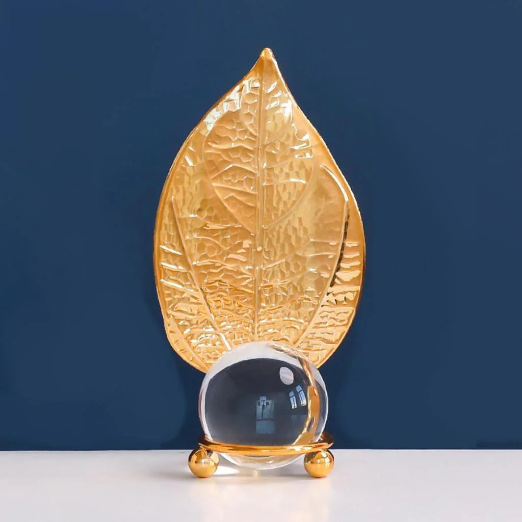 Crystal Ball Metal Leaf Ornament