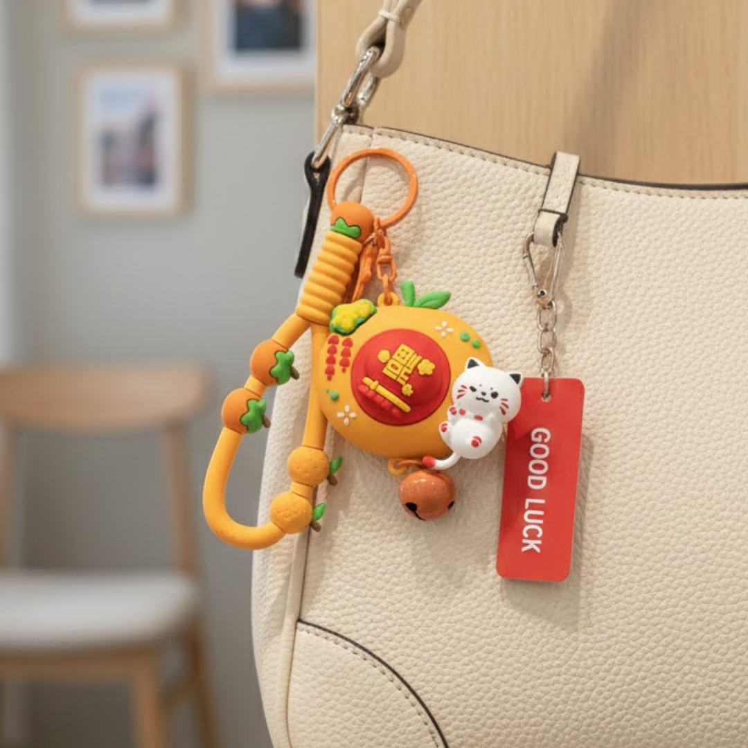 Lucky Fortune Orange Cat Keychain
