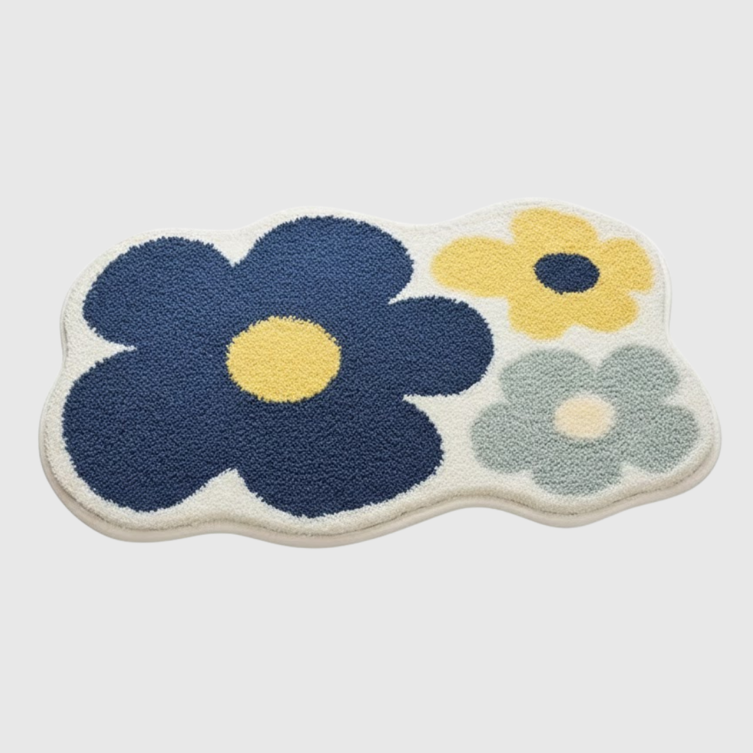 Non Slip Absorbent Mat (Floral Blue)