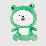 Plush Toy - White Teddy Bear in a Frog Costume