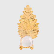 Crystal Ball Metal Leaf Ornament
