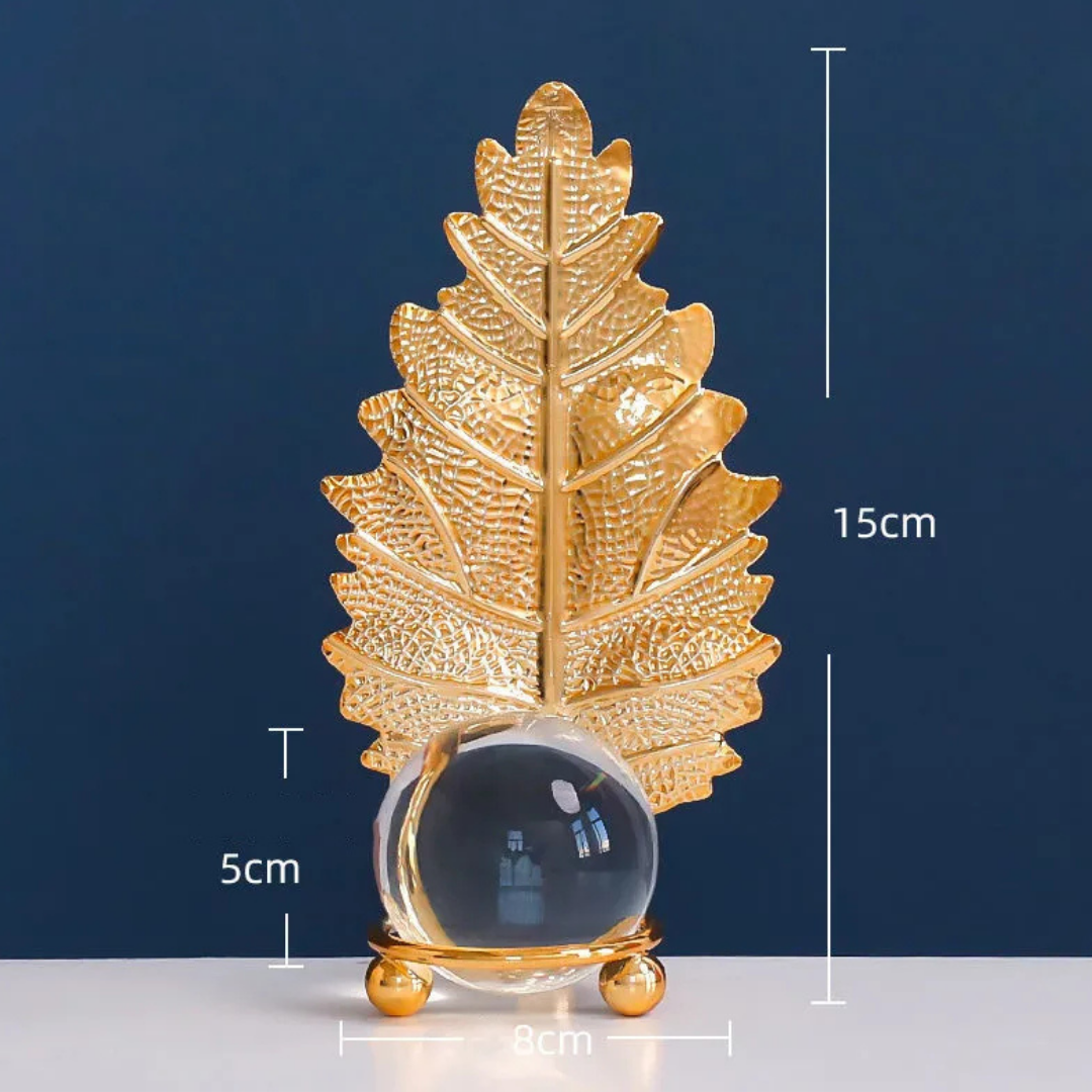 Crystal Ball Metal Leaf Ornament