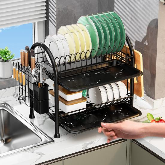 2-Tier Floor Drainer Dish Rack