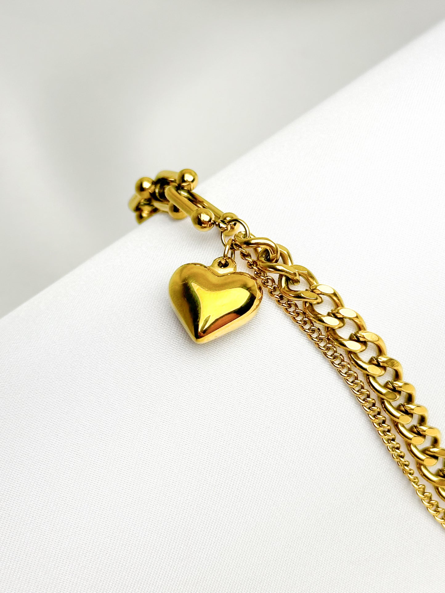 Pulsera CORAZÓN DORADO | Pulsera combinada de oro