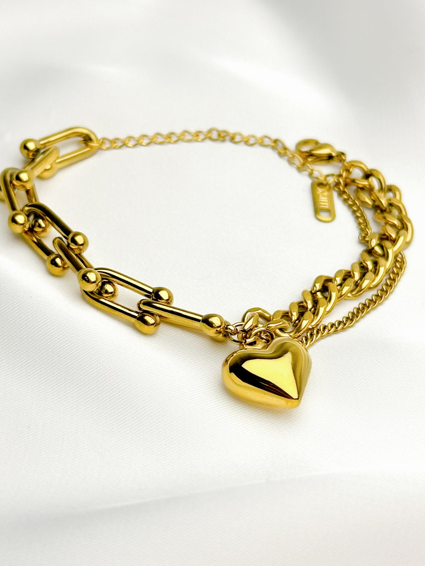 Pulsera CORAZÓN DORADO | Pulsera combinada de oro